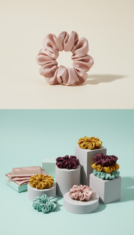 Rose Quartz silk scrunchie