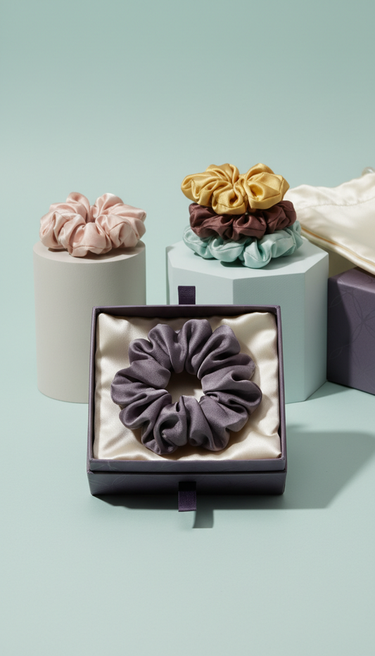 Charcoal Plum deluxe gift boxed scrunchie